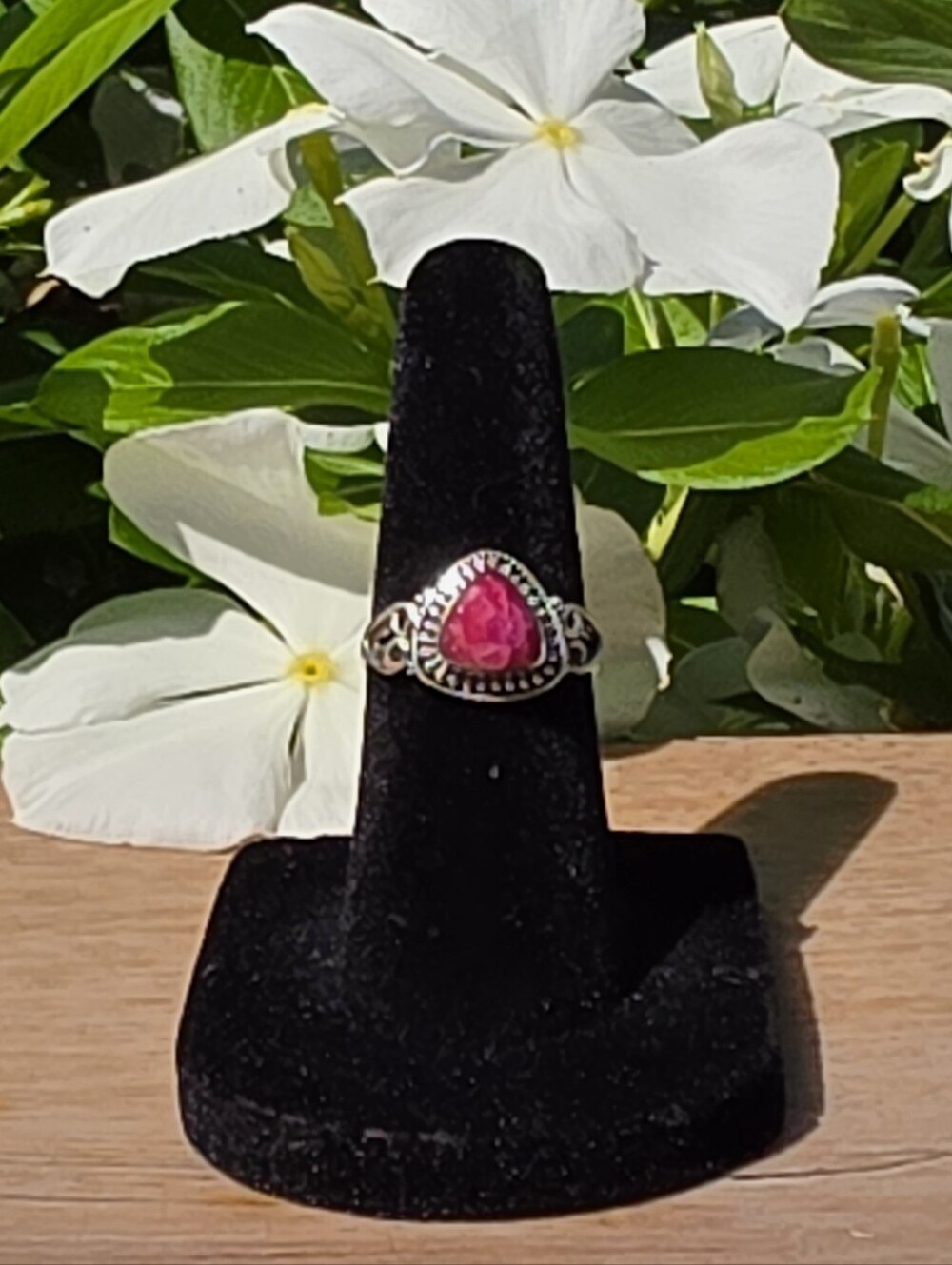 Sterling Silver Ruby Triangle Gemstone Ring